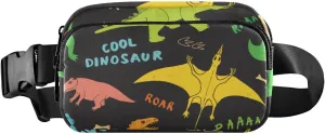 Fanny Pack for Women Men Cute Cartoon Hand Drawn Dinosaurs Belt Waist Pack Bum Bag Wallets for Running Cycling Hiking Travel Workout with Adjustable Strap