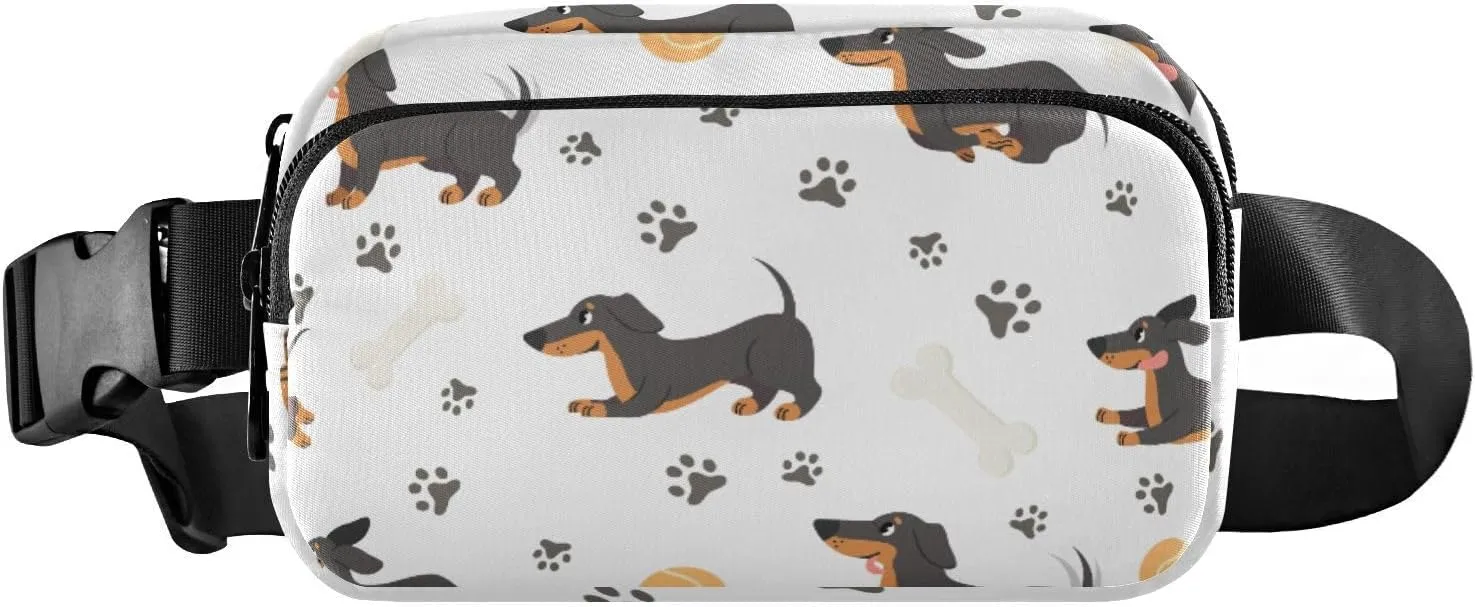 Fanny Pack for Women Men Cute Dachshund Paws Belt Waist Pack Bum Bag Wallets for Running Cycling Hiking Travel Workout with Adjustable Strap