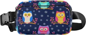 Fanny Pack for Women Men Cute Owls Berries Snowflake Belt Waist Pack Bum Bag Wallets for Running Cycling Hiking Travel Workout with Adjustable Strap