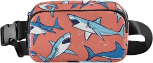 Fanny Pack for Women Men Cute Shark Red Belt Waist Pack Bum Bag Wallets for Running Cycling Hiking Travel Workout with Adjustable Strap