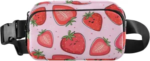 Fanny Pack for Women Men Cute Strawberry Smile Belt Waist Pack Bum Bag Wallets for Running Cycling Hiking Travel Workout with Adjustable Strap
