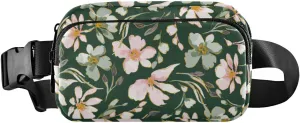 Fanny Pack for Women Men Cute Wildflowers Green Belt Waist Pack Bum Bag Wallets for Running Cycling Hiking Travel Workout with Adjustable Strap