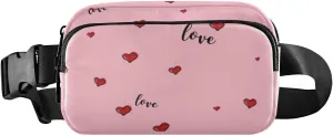 Fanny Pack for Women Men Red Hearts Love Belt Waist Pack Bum Bag Wallets for Running Cycling Hiking Travel Workout with Adjustable Strap