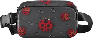 Fanny Pack for Women Men Red Ladybugs on Dark Belt Waist Pack Bum Bag Wallets for Running Cycling Hiking Travel Workout with Adjustable Strap