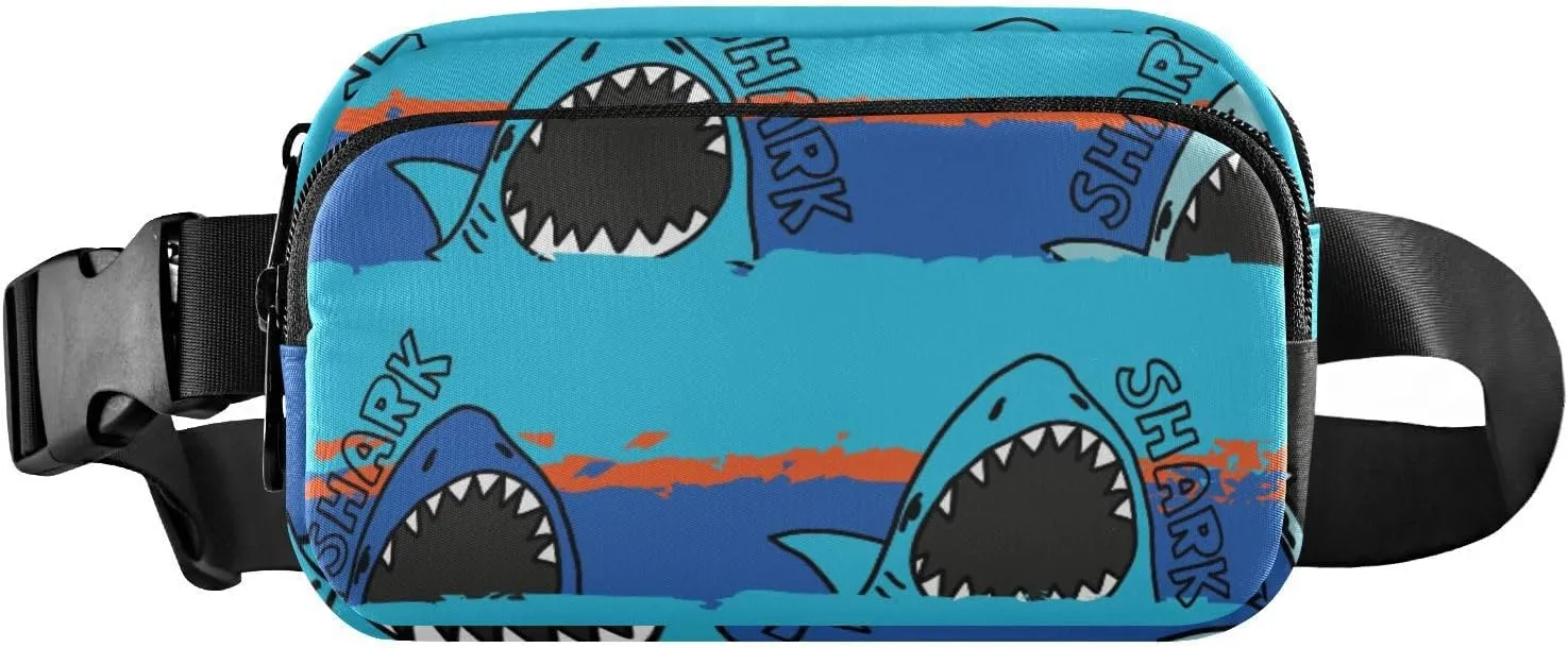 Fanny Pack for Women Men Shark Blue Strips Belt Waist Pack Bum Bag Wallets for Running Cycling Hiking Travel Workout with Adjustable Strap
