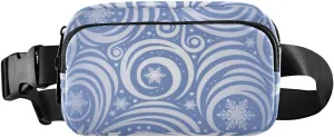Fanny Pack for Women Men Silver Christmas Snowflake Belt Waist Pack Bum Bag Wallets for Running Cycling Hiking Travel Workout with Adjustable Strap