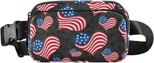 Fanny Pack for Women Men Usa Flag Hearts Belt Waist Pack Bum Bag Wallets for Running Cycling Hiking Travel Workout with Adjustable Strap