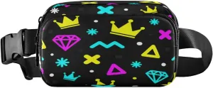 Fanny Packs for Women Men Abstract Crown Diamond Belt Bag Waist Pouch Packs Crossbody Bag Running Hiking Fanny Pack Gifts for Girls Boys