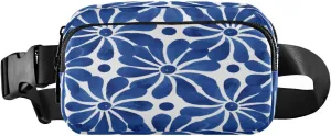 Fanny Packs for Women Men Blue Floral Dots Belt Bag Waist Pouch Packs Abstract Flowers Crossbody Bag Running Hiking Fanny Pack Gifts for Girls Boys