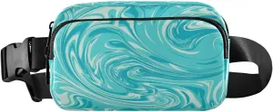 Fanny Packs for Women Men Blue White Ink Marble Belt Bag Waist Pouch Packs Crossbody Bag Running Hiking Fanny Pack Gifts for Girls Boys
