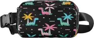 Fanny Packs for Women Men Color Dino Palm Dinosaurs Belt Bag Waist Pouch Packs Crossbody Bag Running Hiking Fanny Pack Gifts for Girls Boys