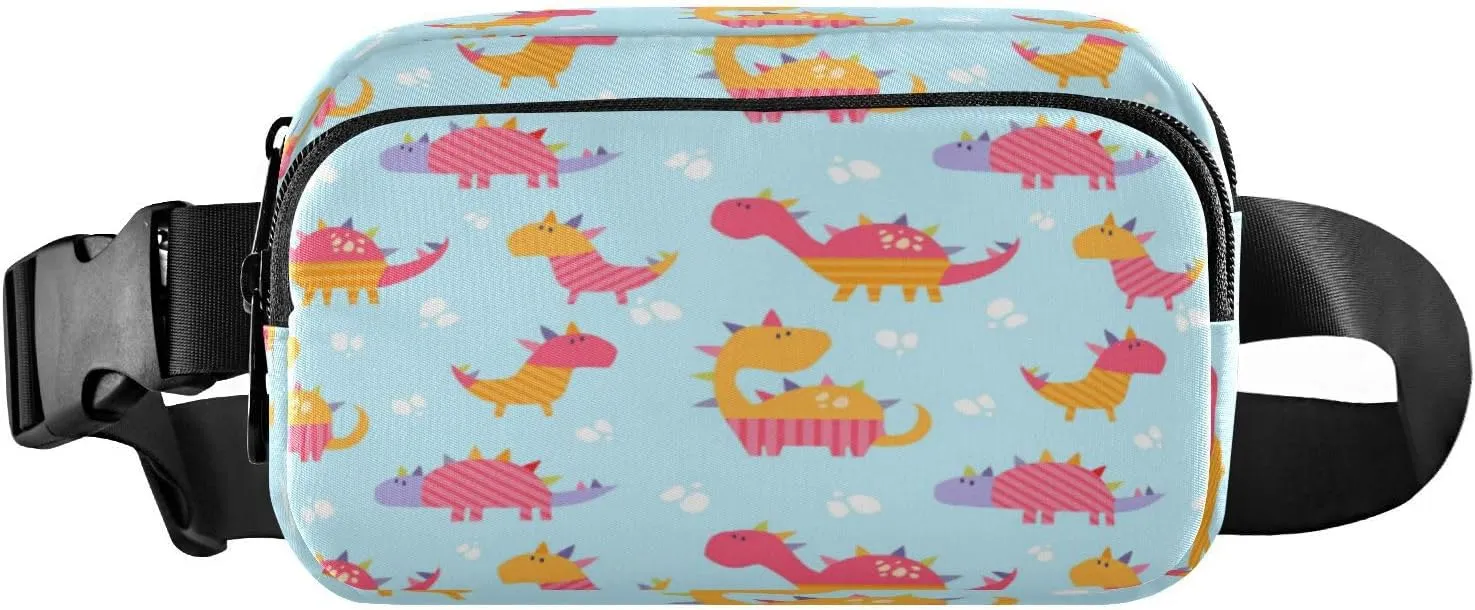 Fanny Packs for Women Men Cute Red Orange Dinosaurs Belt Bag Waist Pouch Packs Crossbody Bag Running Hiking Fanny Pack Gifts for Girls Boys