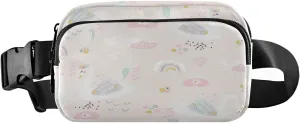 Fanny Packs for Women Men Cute Swans Rainbows Floral Belt Bag Waist Pouch Packs Crossbody Bag Running Hiking Fanny Pack Gifts for Girls Boys
