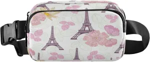 Fanny Packs for Women Men Eifel Tower Roses Flowers Belt Bag Waist Pouch Packs Paris Crossbody Bag Running Hiking Fanny Pack Gifts for Girls Boys