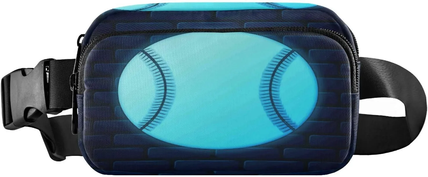 Fanny Packs for Women Men Glowing Neon Baseball Ball Belt Bag Waist Pouch Packs Crossbody Bag Running Hiking Fanny Pack Gifts for Girls Boys