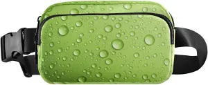 Fanny Packs for Women Men Green Water Drops Droplets Belt Bag Waist Pouch Packs Crossbody Bag Running Hiking Fanny Pack Gifts for Girls Boys