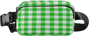 Fanny Packs for Women Men Green White Plaid Belt Bag Waist Pouch Packs Crossbody Bag Running Hiking Fanny Pack Gifts for Girls Boys