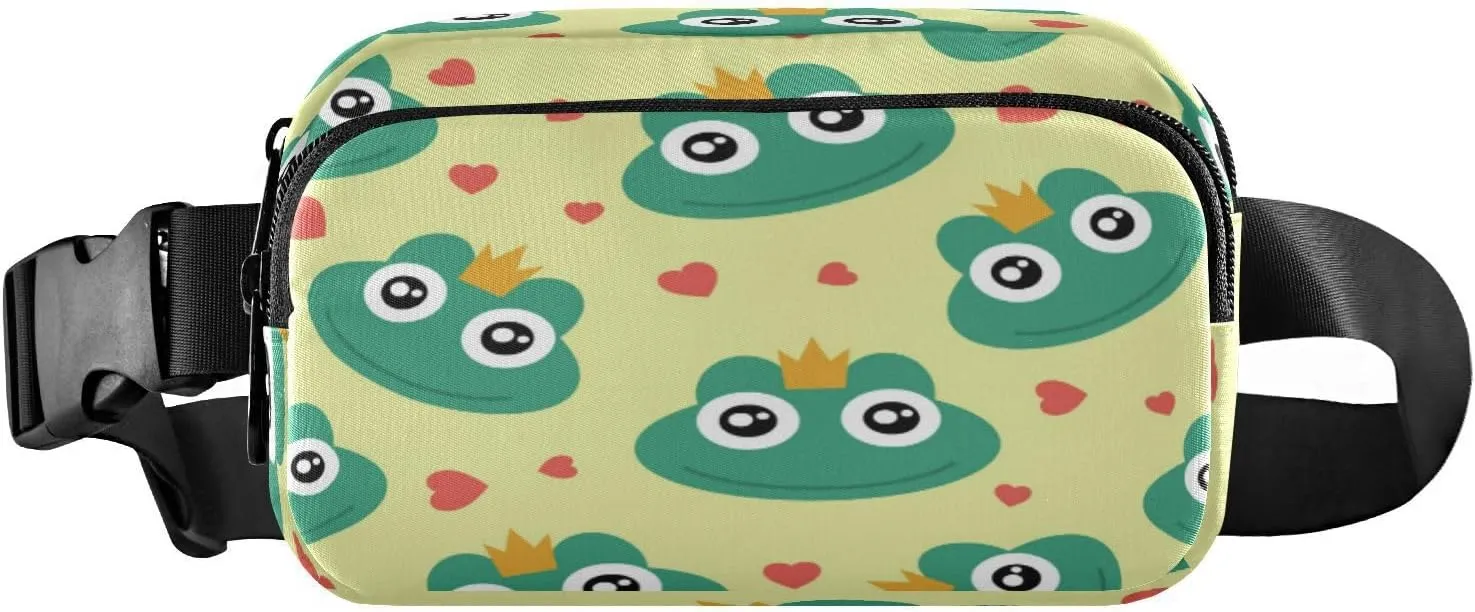 Fanny Packs for Women Men Hearts Happy Frog Belt Bag Waist Pouch Packs Crossbody Bag Running Hiking Fanny Pack Gifts for Girls Boys