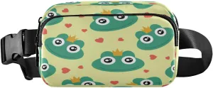 Fanny Packs for Women Men Hearts Happy Frog Belt Bag Waist Pouch Packs Crossbody Bag Running Hiking Fanny Pack Gifts for Girls Boys