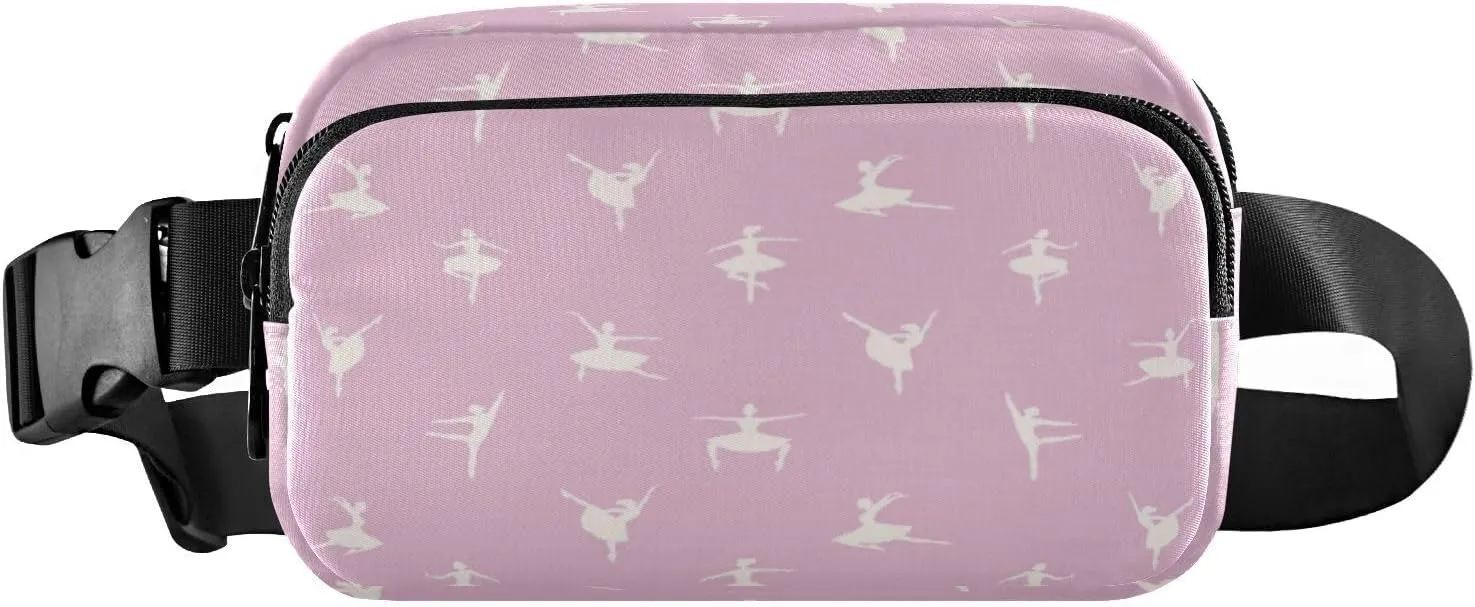 Fanny Packs for Women Men Pink Ballet Dancers Belt Bag Waist Pouch Packs Crossbody Bag Running Hiking Fanny Pack Gifts for Girls Boys