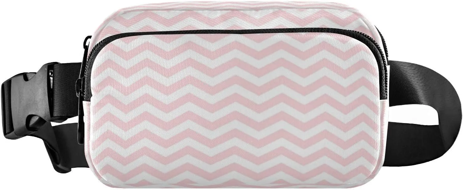 Fanny Packs for Women Men Pink Serrated Wave Lines Belt Bag Waist Pouch Packs Crossbody Bag Running Hiking Fanny Pack Gifts for Girls Boys