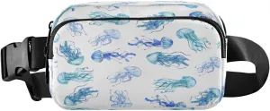 Fanny Packs for Women Men Teal Blue Jellyfish Belt Bag Waist Pouch Packs Crossbody Bags Running Hiking Fanny Pack for Girls Boys