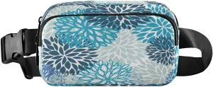 Fanny Packs for Women Men Teal Dahlia Pinnata Belt Bag Waist Pouch Packs Flower Blossom Floral Crossbody Bag Running Hiking Fanny Pack Gifts for Girls Boys