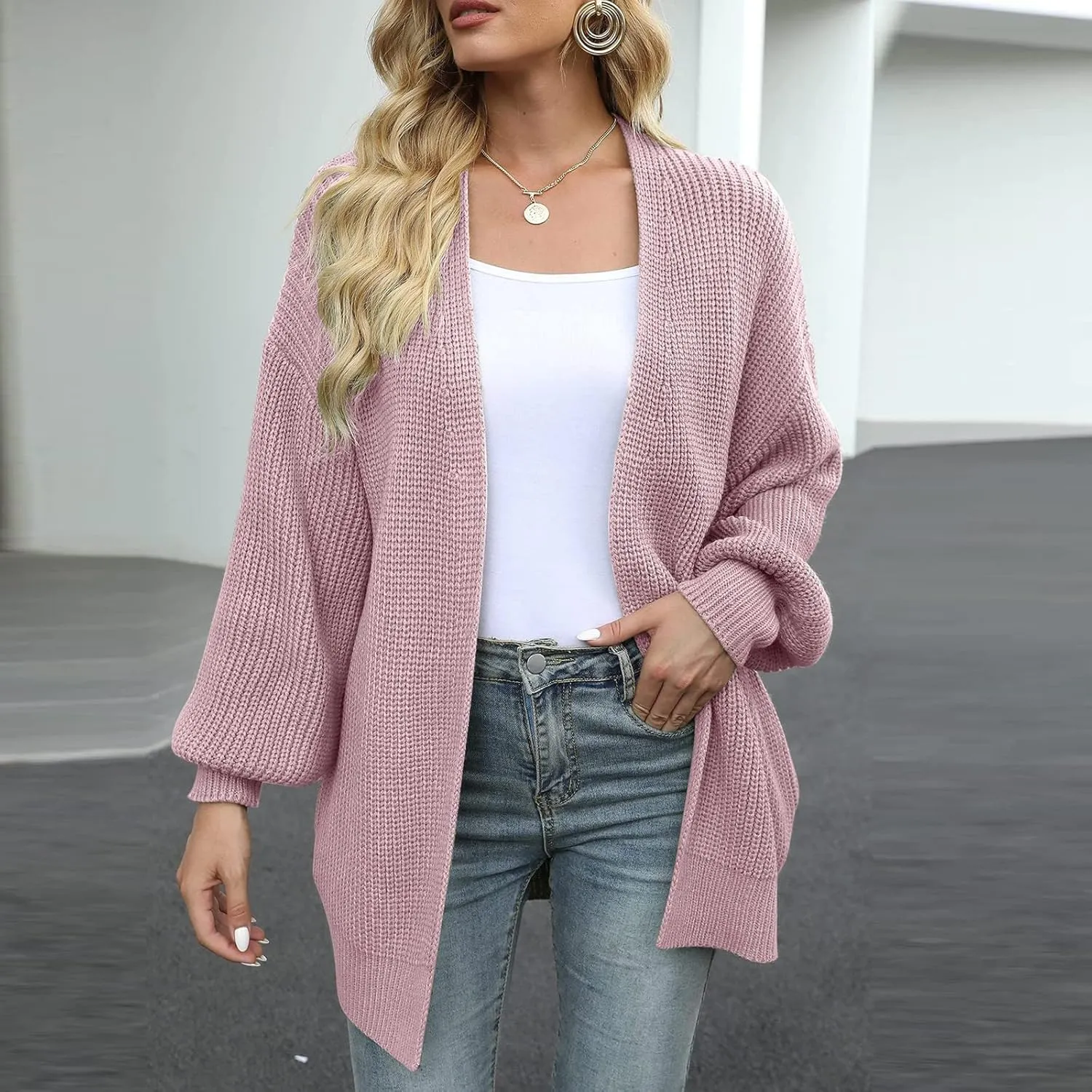 Febecool Jackets For Women Knitwear Solid Color Cardigan Flannel Jacket Raincoat Windproof Trench Coats
