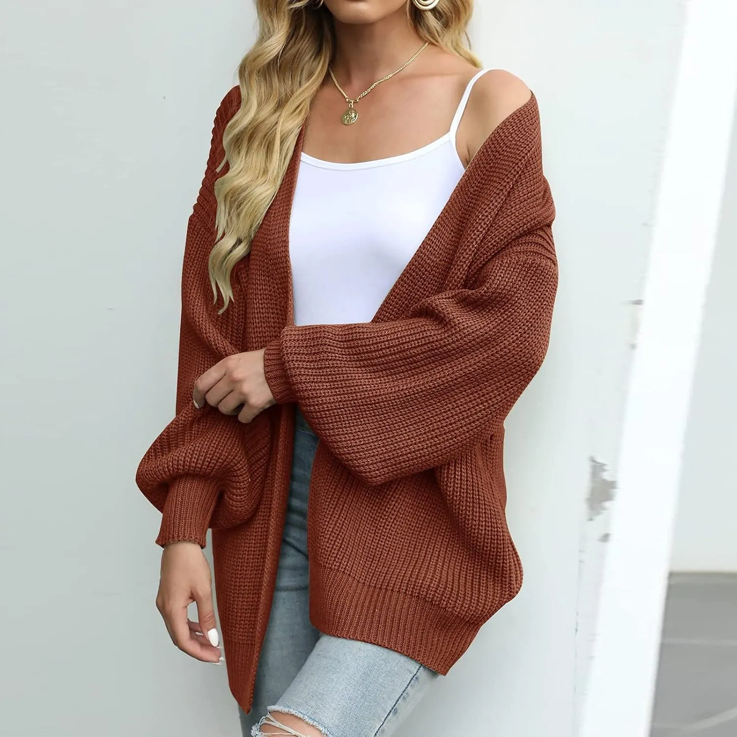 Febecool Jackets For Women Knitwear Solid Color Cardigan Flannel Jacket Raincoat Windproof Trench Coats