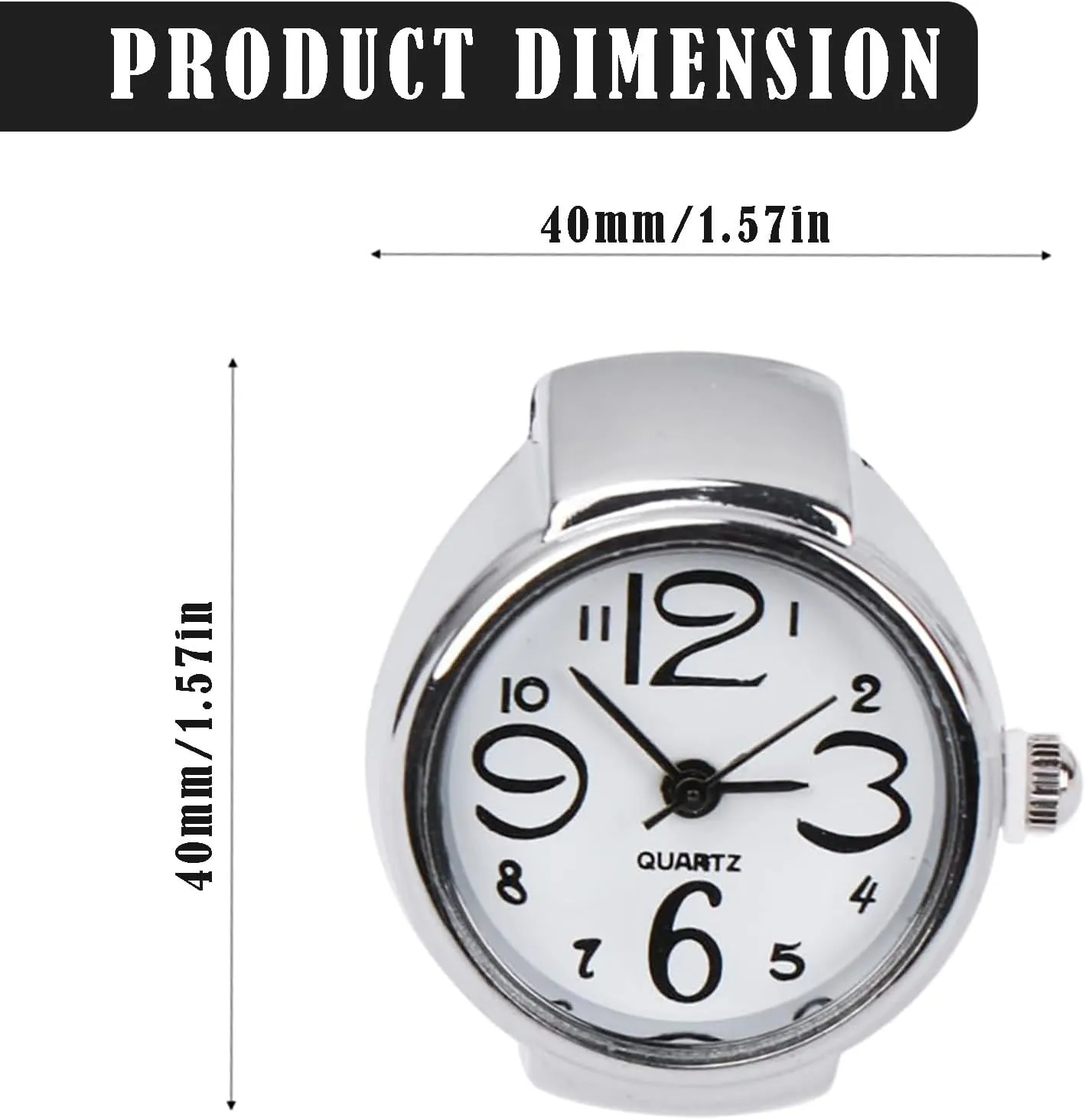 Finger Watch Rings for Women Men, Creative Elastic Round Quartz Finger Ring Watches for Mothers Day Teachers Day, Adjustable Clock Ring Graduation Gifts for Her Him