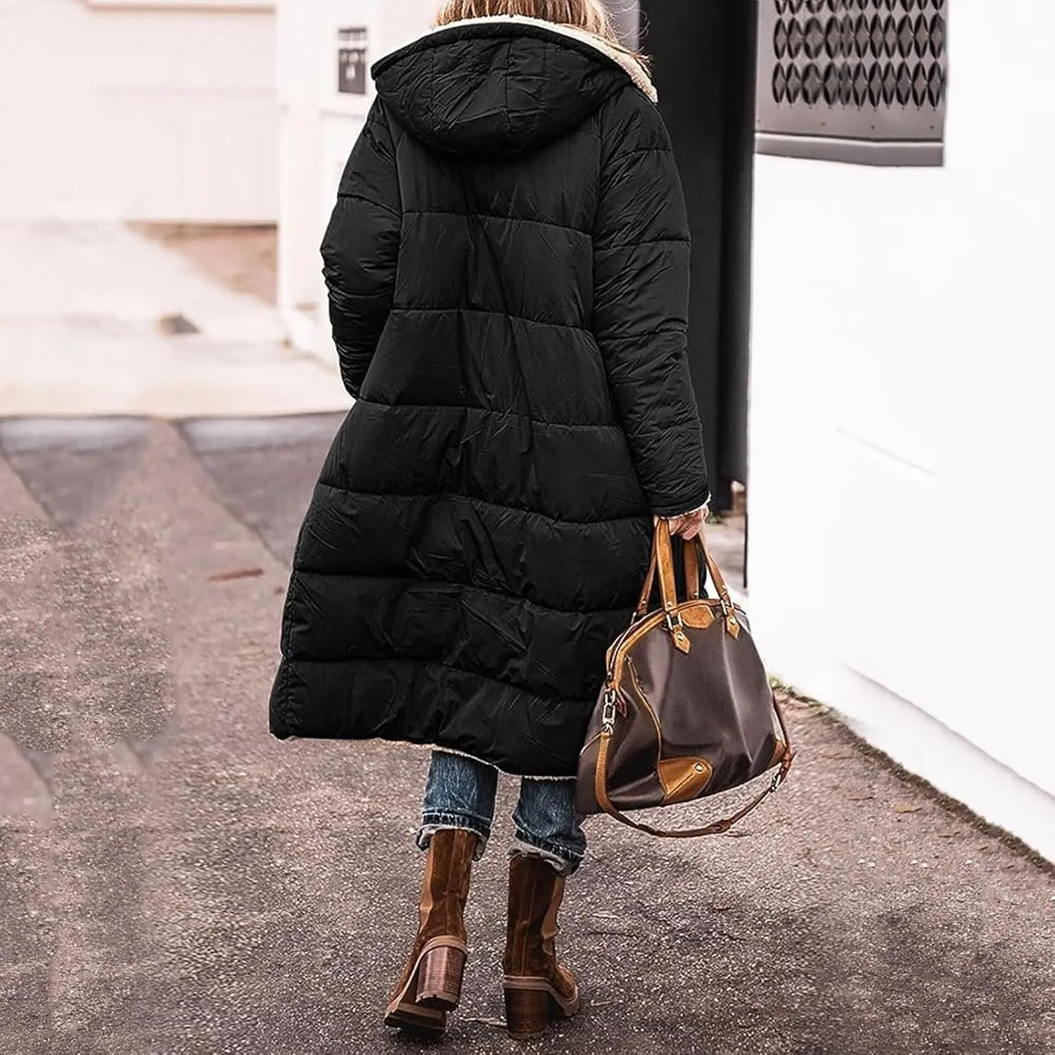 Fleece Jackets for Women Casual Zip Up Solid Color Reversible Teddy Long Coat Womens Padded Heavyweight Soft Jacket