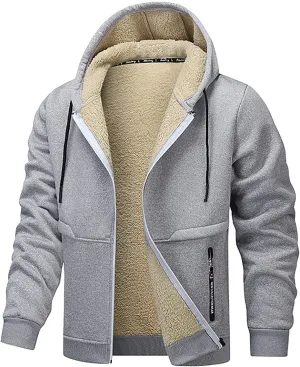 Fleece Lined Hoodies for Men Casual Fall Winter Warm Mens Heavyweight Sweatshirts Big and Tall Zip Up Hoodies
