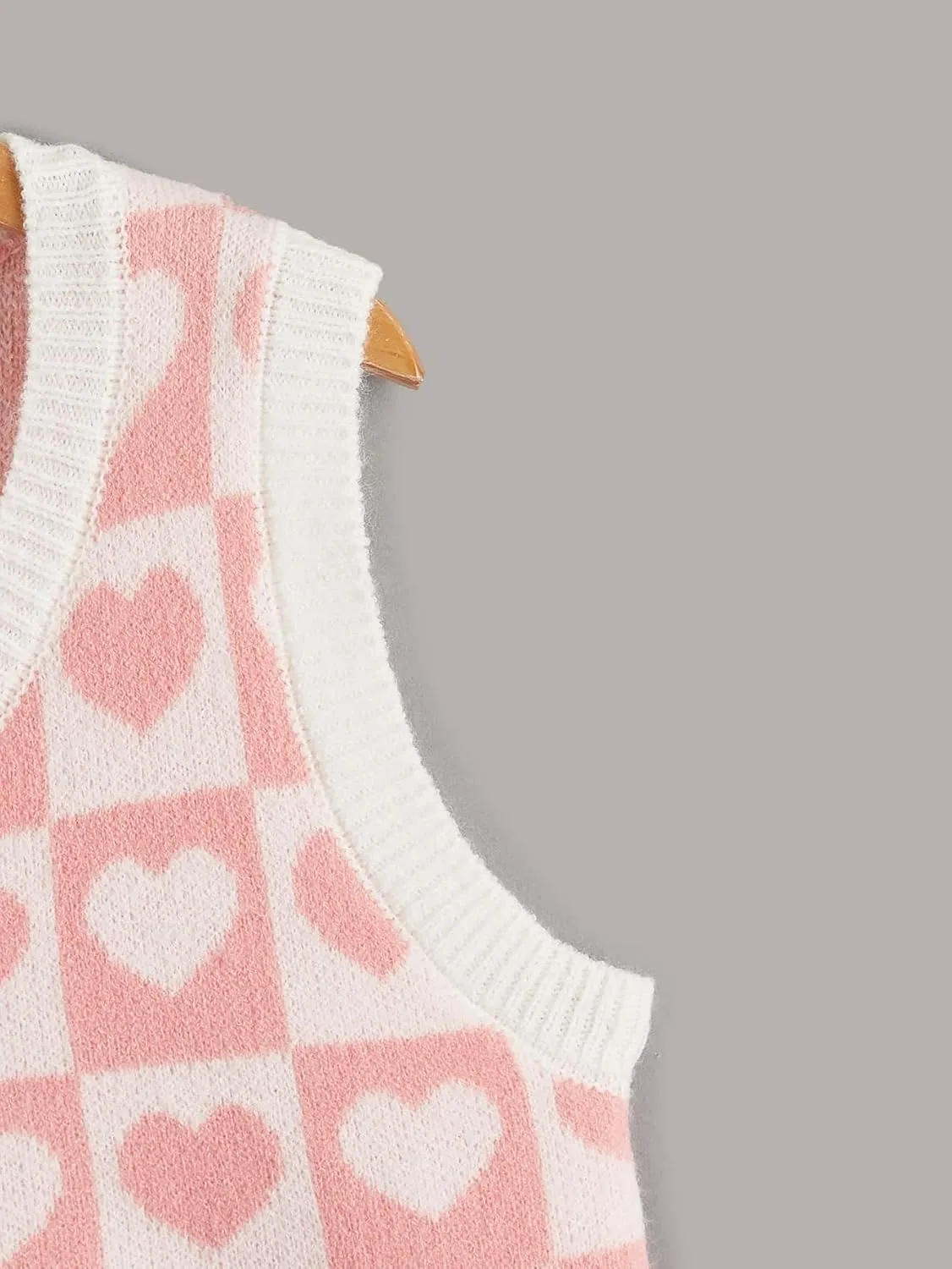 Floerns Girls Heart Print Sleeveless Sweater Vest V Neck Knitwear Tank Top