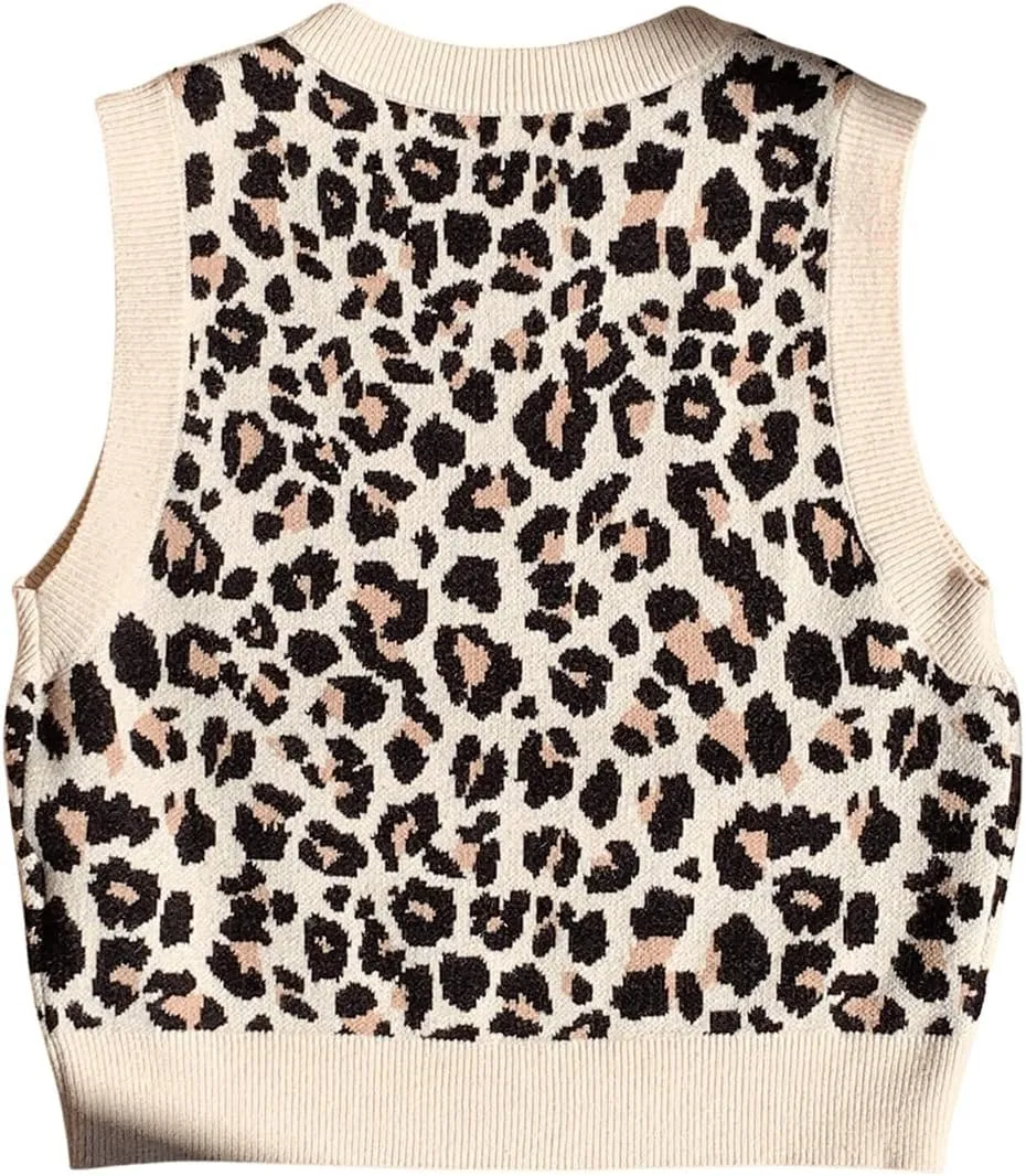 Floerns Girls Heart Print Sleeveless Sweater Vest V Neck Knitwear Tank Top