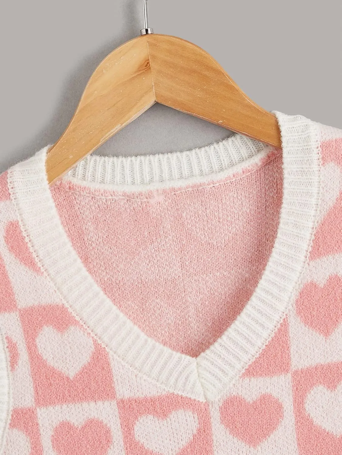 Floerns Girls Heart Print Sleeveless Sweater Vest V Neck Knitwear Tank Top