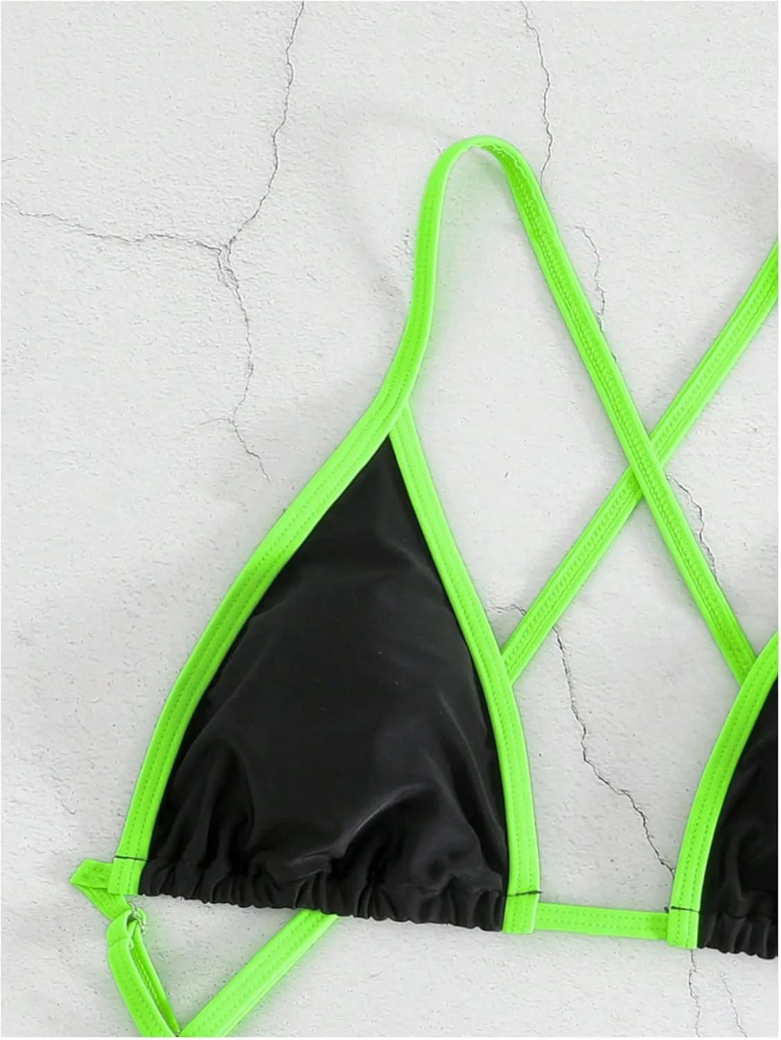 Floerns Women's Contrast Binding One Piece Swimsuit Criss Cross High Cut Swimwear