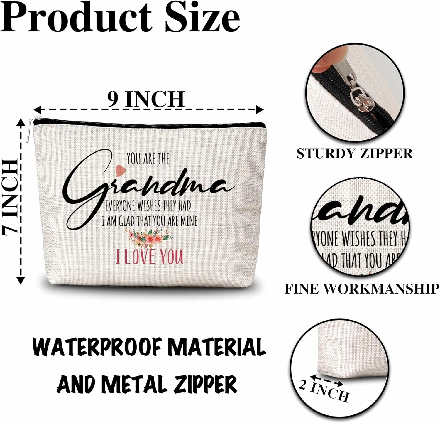 Floral Multicolor Makeup Bag, Waterproof Cosmetic Case Gift for Women (Gift for Older Women), Makeup, Travel