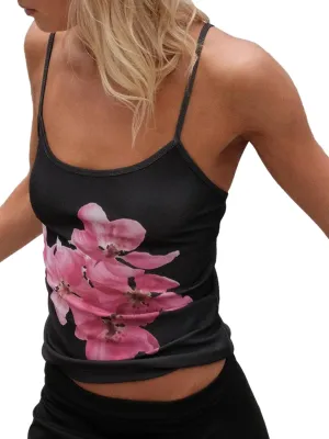 Floral Print Tank Tops Women Y2k Spaghetti Strap Graphic Cami Tank Tops Sleeveless Cute Going Out Crop Tops