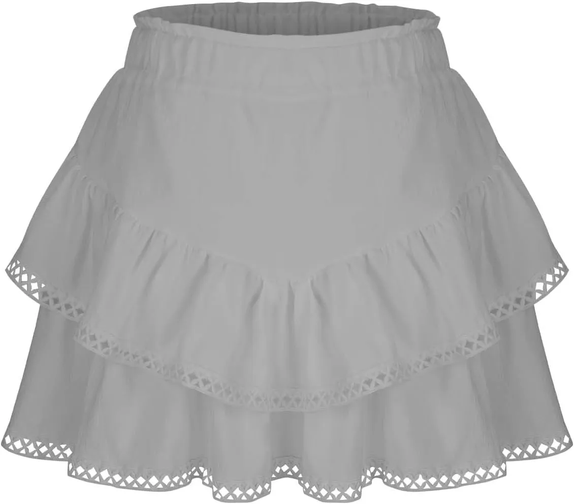 Flowy Shorts for Women Ruffle Boho Tiered Skirt High Waist Athletic Tennis Golf Skorts Summer Crochet Casual Shorts