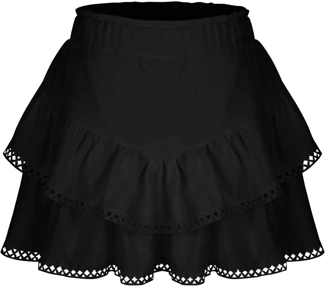 Flowy Shorts for Women Ruffle Boho Tiered Skirt High Waist Athletic Tennis Golf Skorts Summer Crochet Casual Shorts