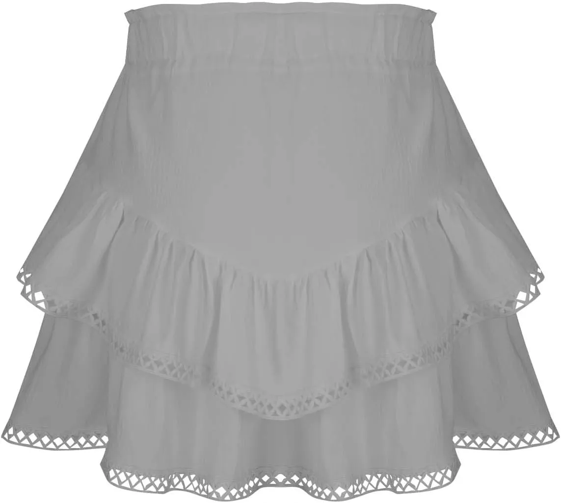 Flowy Shorts for Women Ruffle Boho Tiered Skirt High Waist Athletic Tennis Golf Skorts Summer Crochet Casual Shorts