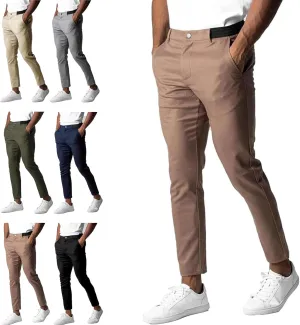 Foueo Active Chinos, Active Chinos Pants Men, Men's Casual Pants Stretch Slim Fit Tapered Trousers with Pockets