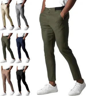 Foueo Active Chinos, Active Chinos Pants Men, Men's Casual Pants Stretch Slim Fit Tapered Trousers with Pockets