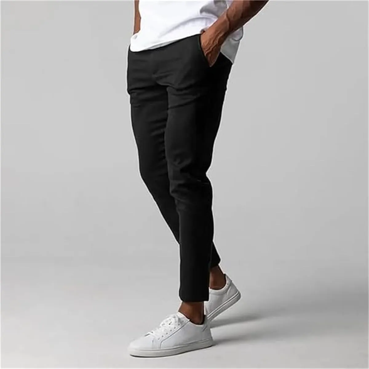 Foueo Active Chinos, Active Chinos Pants Men, Men's Casual Pants Stretch Slim Fit Tapered Trousers with Pockets