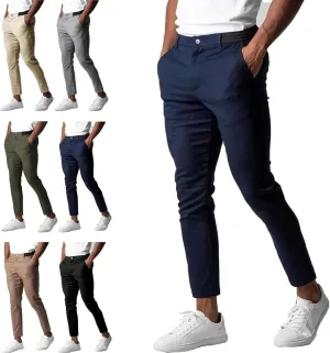 Foueo Active Chinos, Active Chinos Pants Men, Men's Casual Pants Stretch Slim Fit Tapered Trousers with Pockets