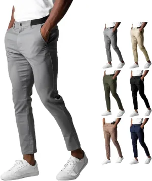 Foueo Active Chinos, Bizgent Stretch Pants, Mens Chinos Slim Fit Stretch Skinny Tapered Dress Pants