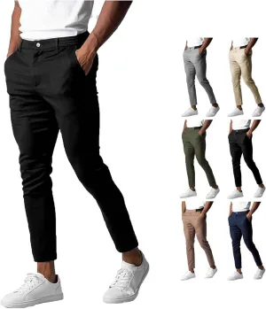 Foueo Active Chinos, Bizgent Stretch Pants, Mens Chinos Slim Fit Stretch Skinny Tapered Dress Pants