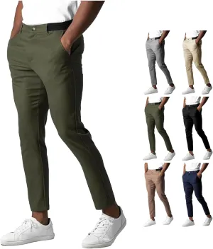 Foueo Active Chinos, Bizgent Stretch Pants, Mens Chinos Slim Fit Stretch Skinny Tapered Dress Pants