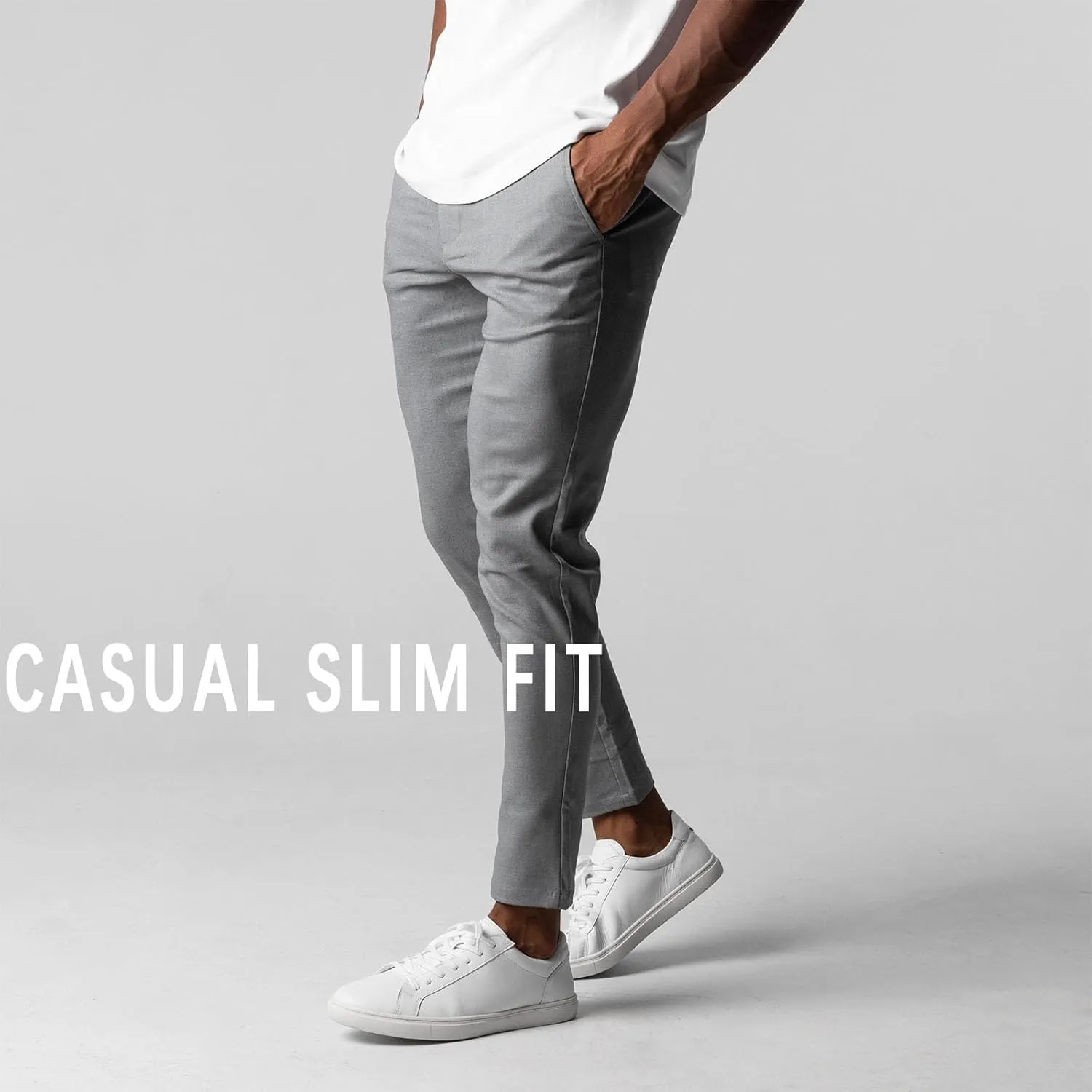 Foueo Active Chinos,Active Chinos Pants,Men's Basic Casual Slim Fit Stretch Chino Pants