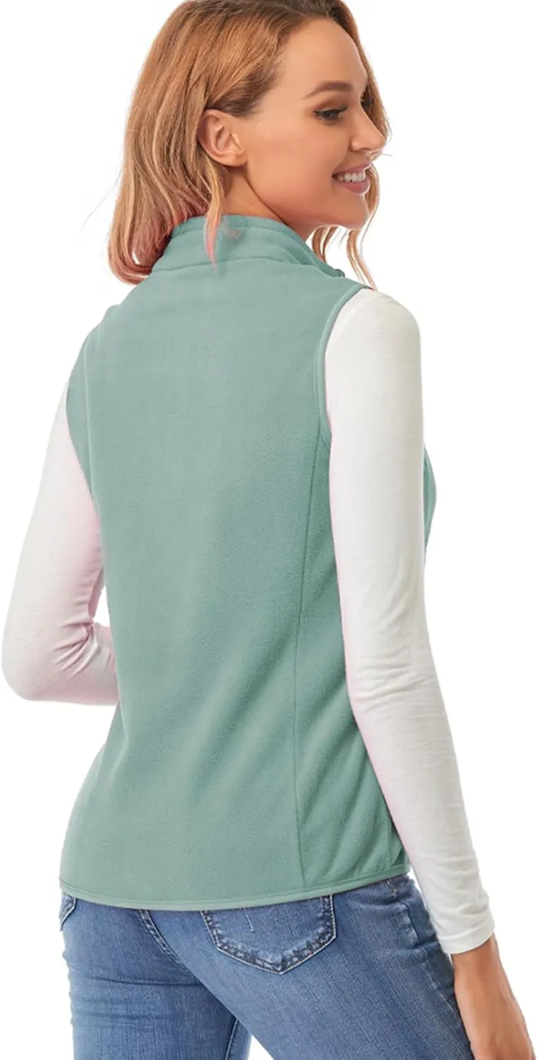 Fuinloth Women's Fleece Vest, Polar Soft Sleeveless Classic Fit with Zip up Pockets